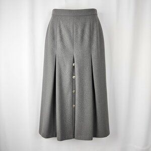 Vintage Alphorn Trachtenmode Wool Flared Midi Skirt Gray German 46 US 12-14